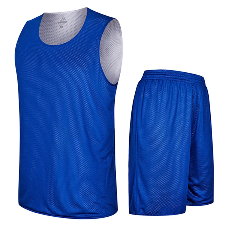 Cheaper Factory Price Reversible Basketball Jersey Sport Uniform Mesh Blue Basketball Jersey