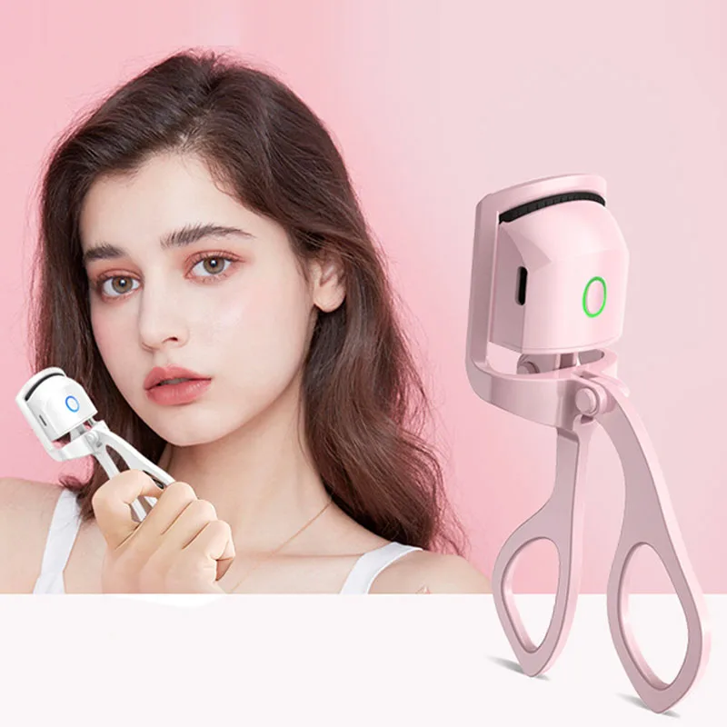 Long Lasting Natural Electric Heated Eyelash Curler USB Rechargeable Rapid Heat False Lashes Curling Clip Makeup Tool For Girls