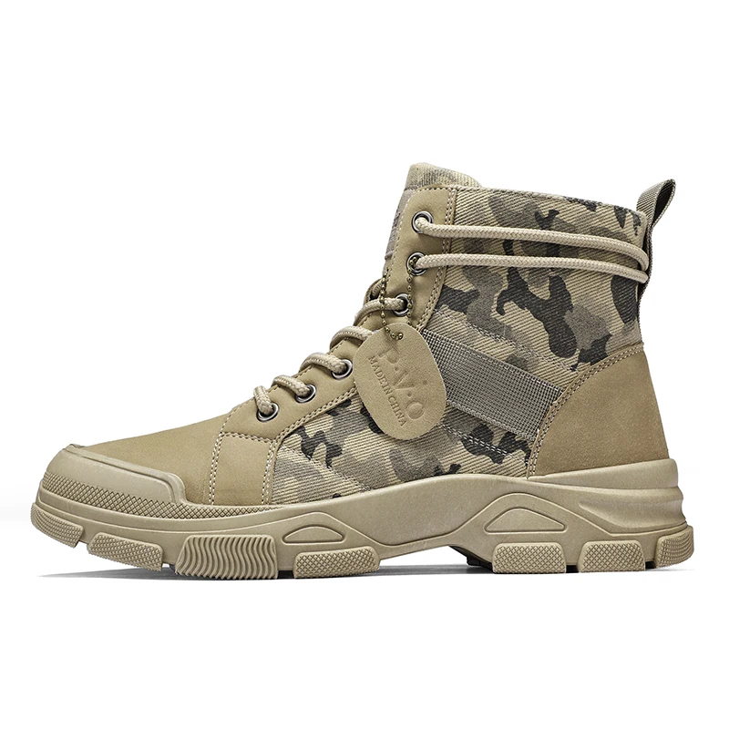 camo boots trend casual retro martin boots for men