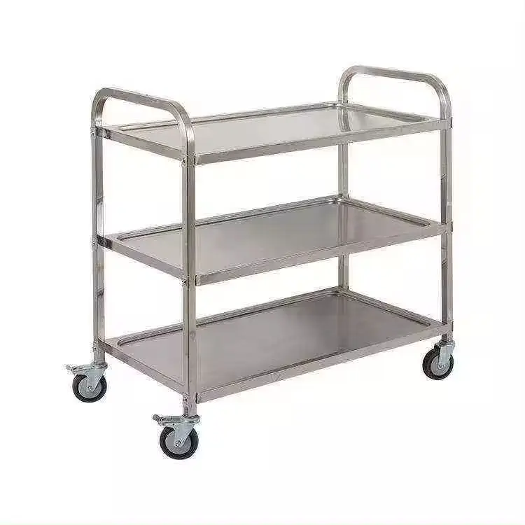 Lightweight Stainless Steel Kitchen Serving Trolley Food Service Cart With Wheels
