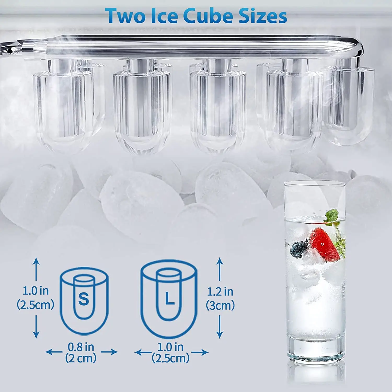 220V Ice Maker Machine Countertop with Handle, 26lbs/24H, 9 Bulle Auto-Cleaning, Home/Kitchen/Camping Portable Ice Maker