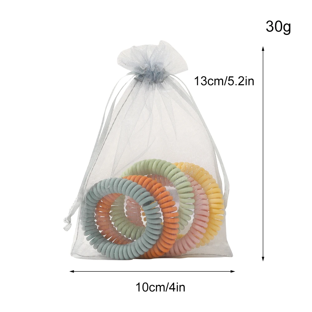 5Pcs Candy Color Elastic Telephone Scrunchies Coiled Hair Ties Wire Telephone Line Hair Tie Set