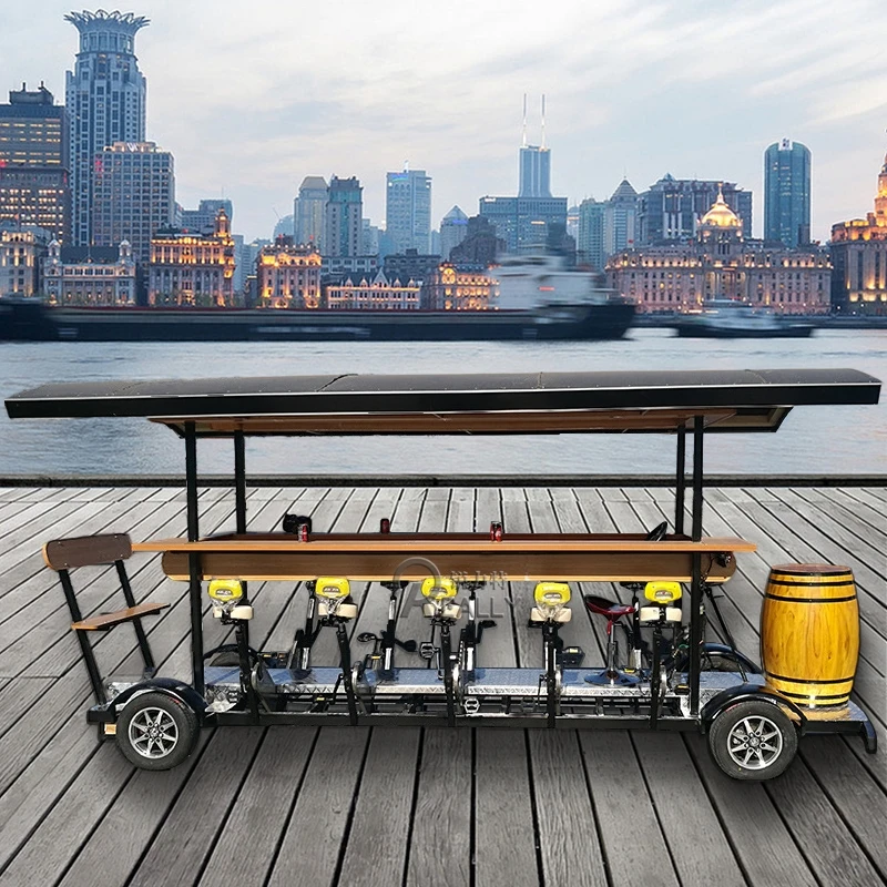 Luxury Electric Pedal-Riding Beer Bike Upgrade Mobile Bar Beer Truck Sightseeing City Bus Party Bike Pedal Pub