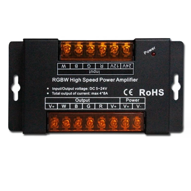 4*8A Black iron   RGBW amplifier 12-24V 4-channel signal  seven color light with lamp controller
