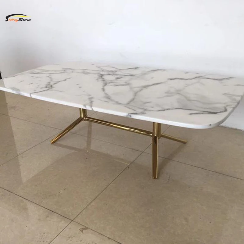 Slim stainless steel table foot krion Solid Surface round marble table top