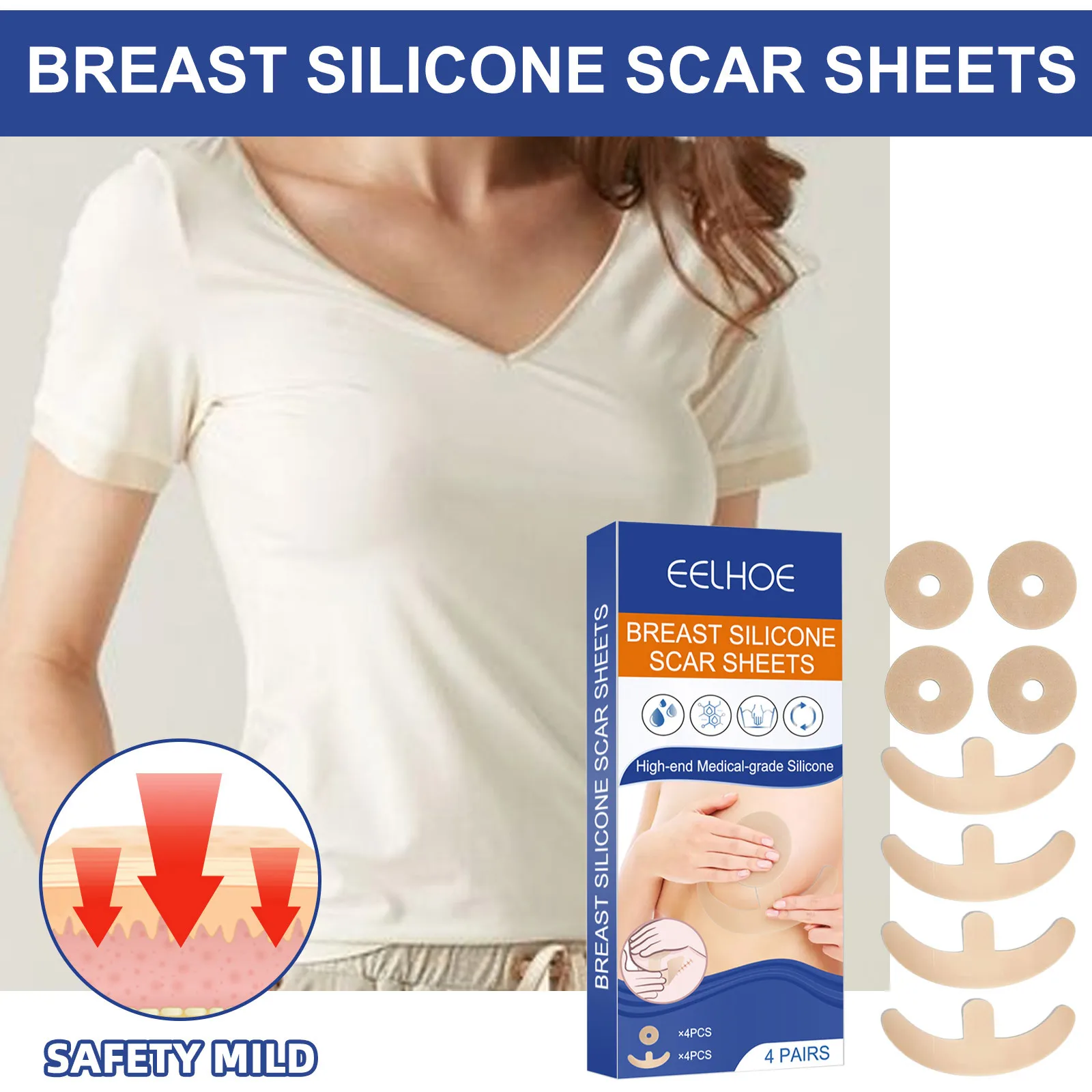 Breast Scar Sheet Areola Flattening Lightening and Softening for Breast Surgery Breast Scar Patch