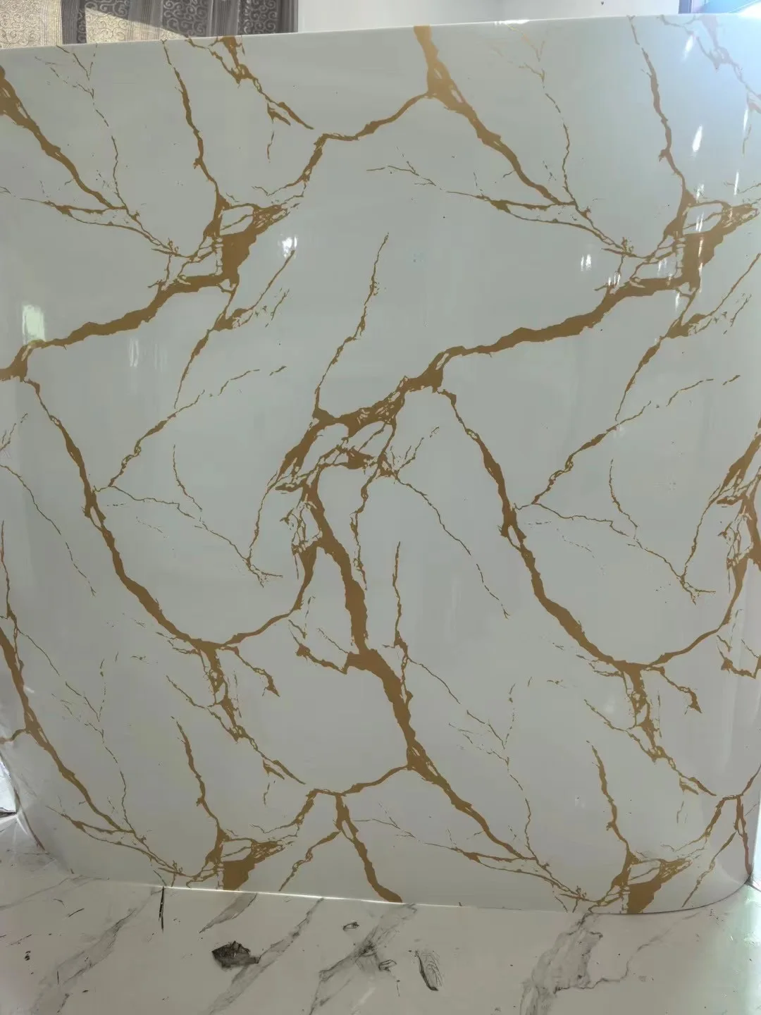 UDK Marble Foam Wall Stickers Width 60cm Roll Foil Tile Removable for Living Room Bathroom