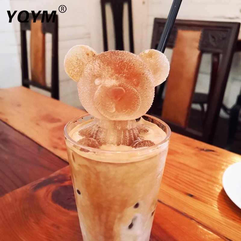 Custom cartoon animal teddy bear 3D silicone mold ice hockey bear coffee cake decoration