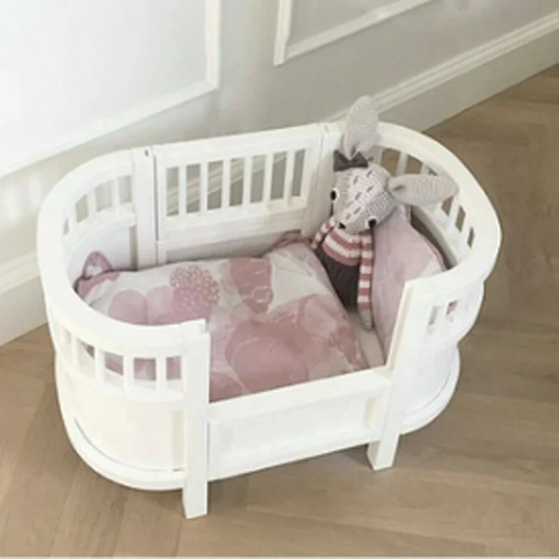 Wooden Baby Doll Beds Mini Bed Wooden miniature role play toy set for early education