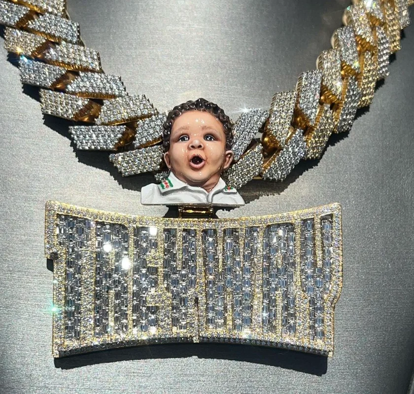 Custom Initial Name Pendant Customized Logo Full Iced Out Charm S925 Vvs D Moissanite Diamond Letter Chain For Men And Women