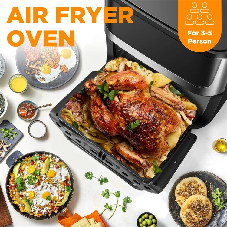 1700W 12 QT Oilless Convection Roaster Electric Dual Control Digital LCD Touch Screen Deep Smart Air Fryers Toaster Oven