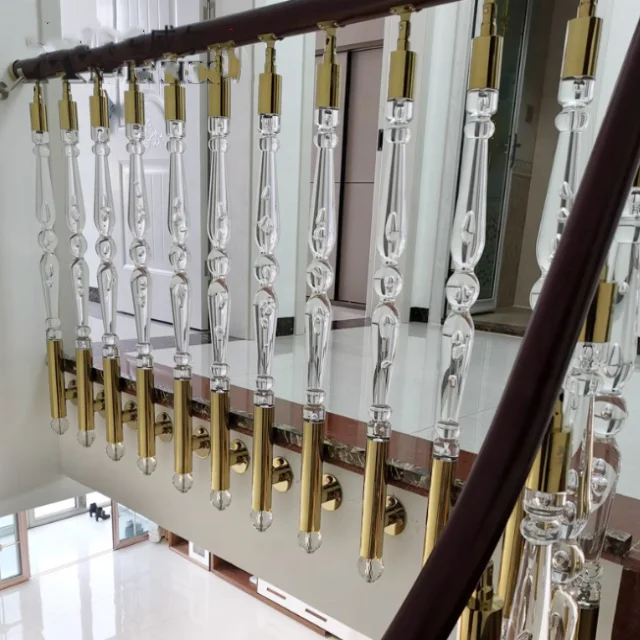 Top-ranking Suppliers Indoor Stairs Acrylic Crystal Baluster Handrail Acrylic Pillars Posts Staircase