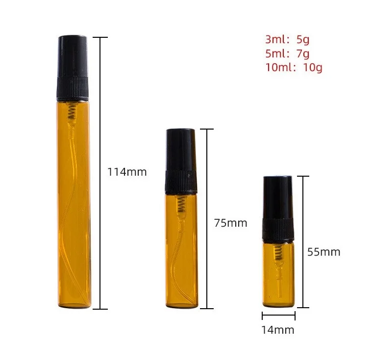 empty 14mm 2ml 2.5ml 3ml 5ml 10ml 15ml glass clear amber spray bottle