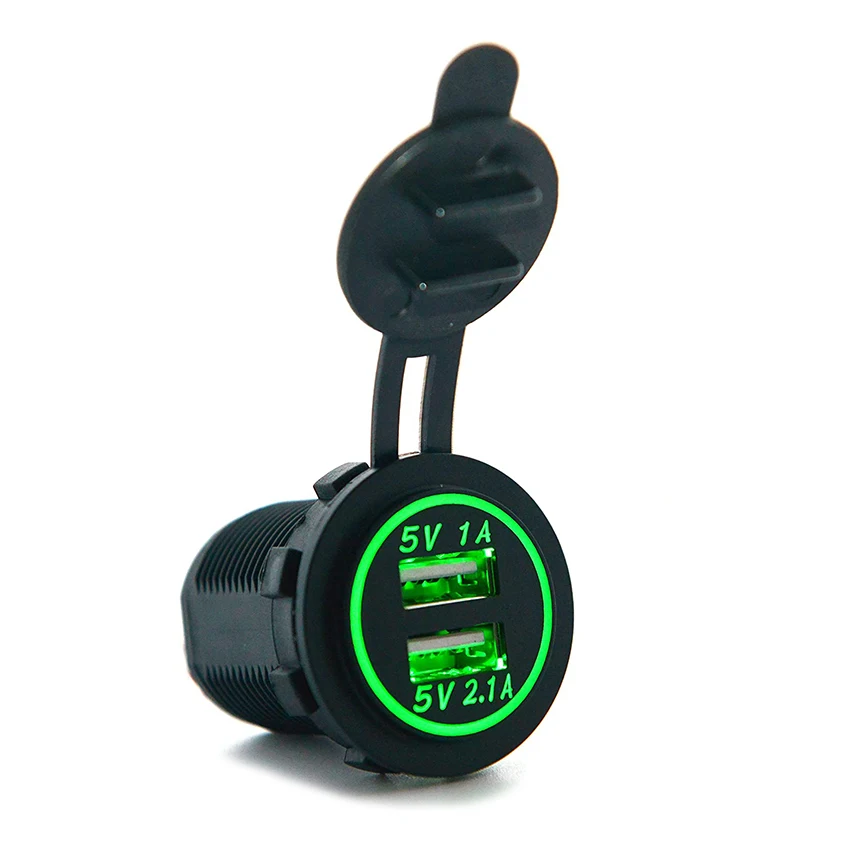 waterproof dc 12 volt power outlet 5v3.1a car charger with LED socket dual usb