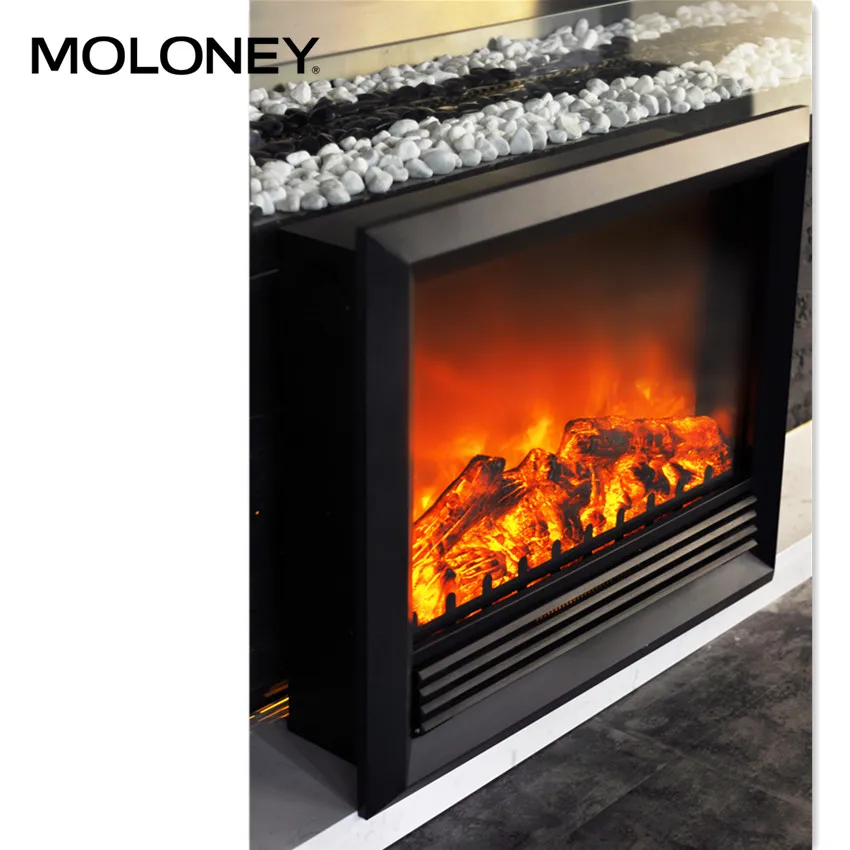 Black Painted Glass Top Front Vent Electric Fireplace Indoor