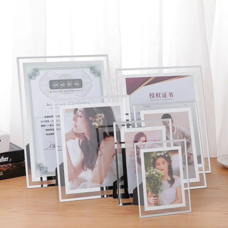 
High Quality Decorative Double Glass Photo Frame Modern Minimalist Transparent Glass Photo Frame 