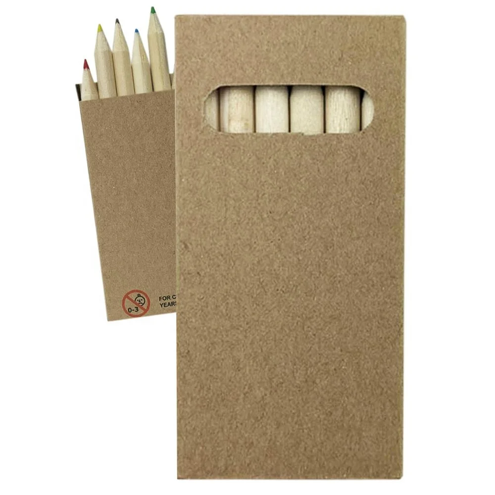 Promotional Mini Soft Wood Golf Pencil Colour Pencil CP001 6 Packing Promotional Gifts Colour Pencil Kraft Paper Pack in Stock