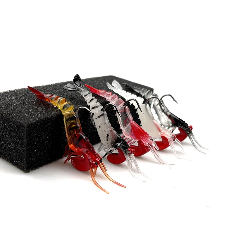7cm 12g Segmented Shrimp with Luminous Eyes Soft Lure Artificial soft shrimp with Crank Hook
