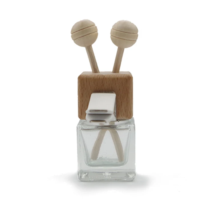 8ml Empty Aroma Square Glass Car Perfume Air Freshener Vent Clip Diffuser Bottle