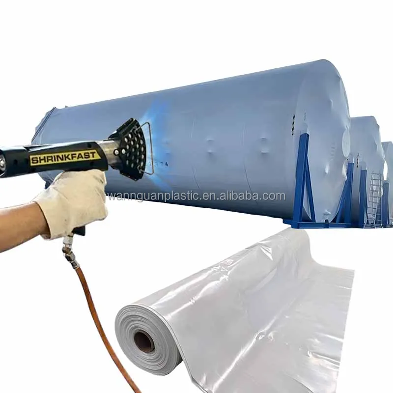 Anti-UV Blown 250um your width PE heat shrink film abnormity equipment protective package logo printed opaque heat shrink wrap