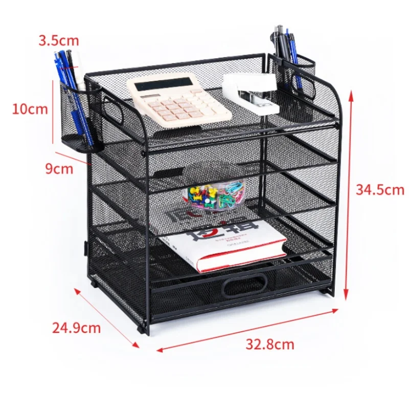 Black Metal Desk Organizer Mesh File Organizer Magazine File Holder for Home Office School