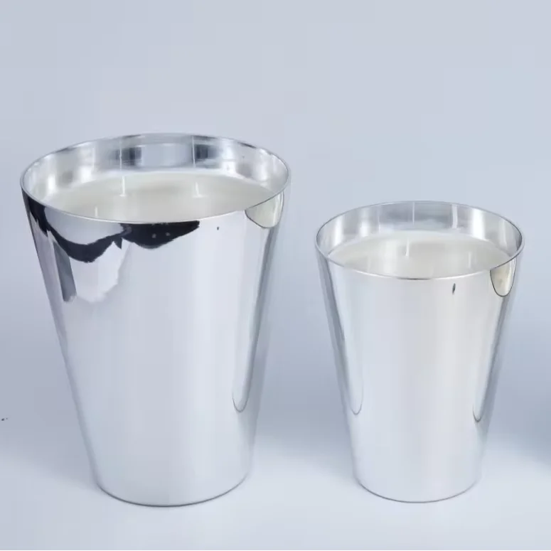 Wholesale Custom Luxury Electroplated Silver Extra Large Glass Candle Jar Multi Wicks Large Glass Vase for Home Decor