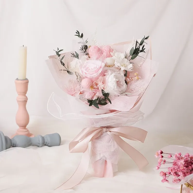 Yunnan Factory Wholesale Valentine Day Gift 2025 Preserved Roses Flowers Bouquet Big Size With Customized Color