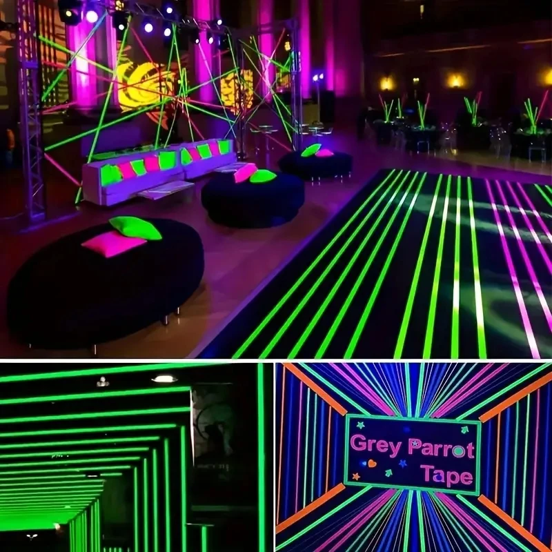Party Wall Sticker Vibrant Fluorescent Neon Luminous Tapes for UV Black Light Reactive Non-Waterproof Vinyl-Coated Fabric