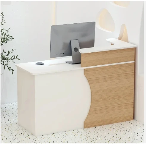 Современная стойка регистрации в отеле деревянная белая на