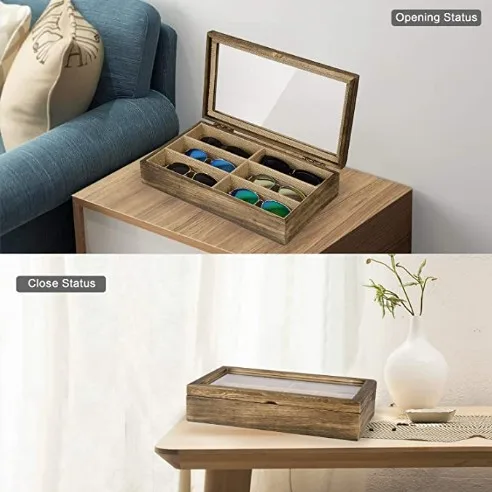  Футляр для солнцезащитных очков органайзер с 6 отделениями деревянная коробка верхней крышкой