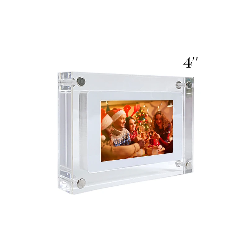 small size 4inch acrylic digital photo frame with built in Battery 1G Memory For Video Play In Loop After Power On With Buttons