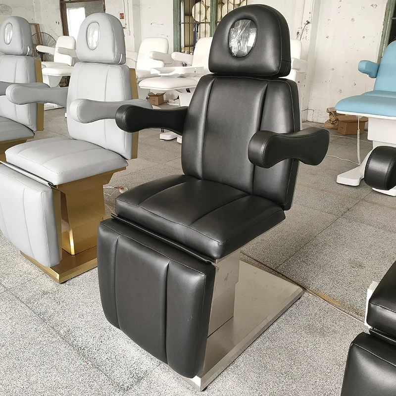 Full Black Salon Adjustable Facial Bed Tattoo Chair 3 Motors Electric Cosmetic Bed Beauty Salon