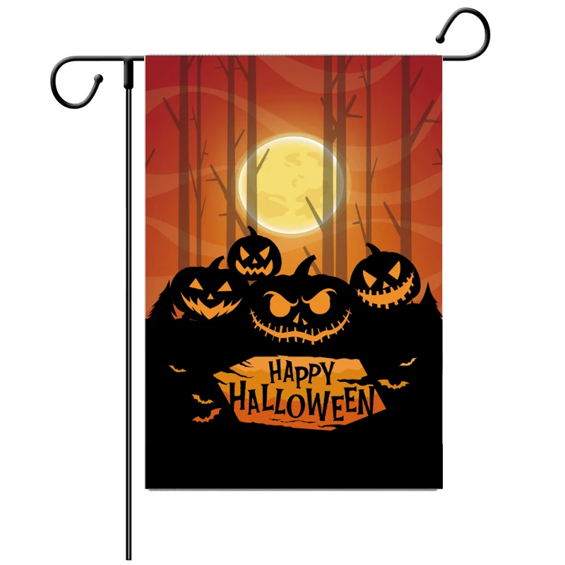 Promotional custom free design thickening flax flags double sided 12x18 Inch Halloween Christmas holiday garden flag