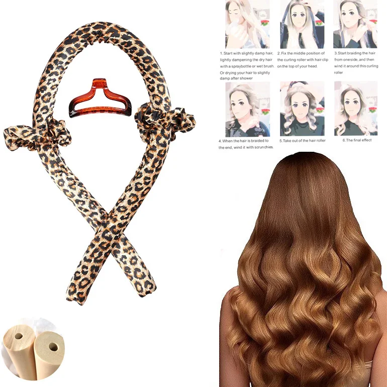 design 100% mulberry silk heatless hair curler with rubber foam inside