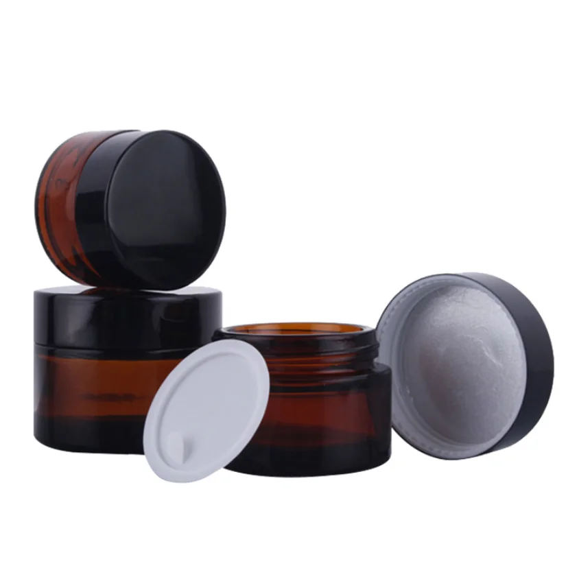 100 ml big cosmetic container 100ml amber glass jar for face cream