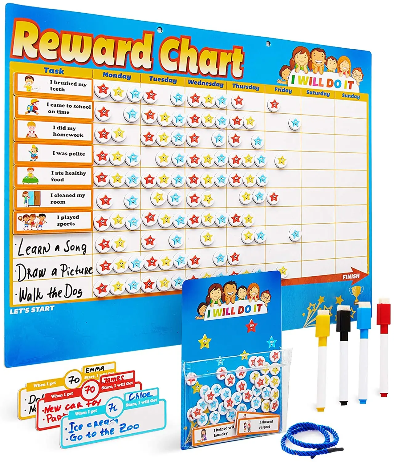 Magnetic Kids Toddler Responsability behavior Reward Chart Dry Erase Board Chore Chart for kids