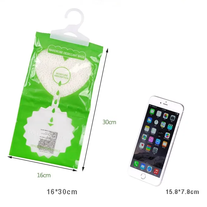 Manufacturer custom household anti-humidity moisture absorber and odor eliminator hanging closet wardrobe dehumidifier bag