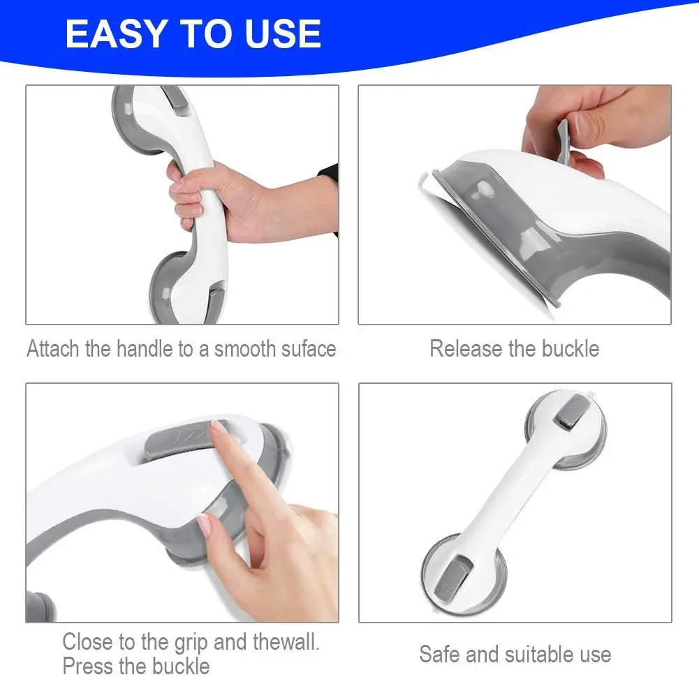 Easy Install No Drilling Suction Cup Safety Hand Grips in Bathroom Help Handle for Elderly