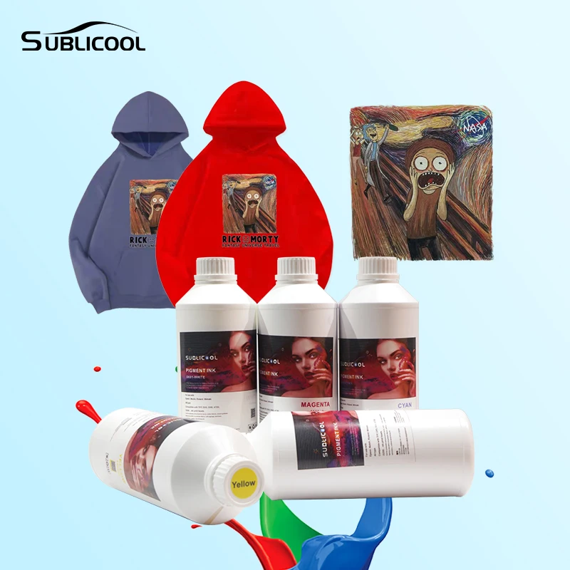 SUBLICOOL 1000ml DTF pigment heat transfer pet film ink Textile Printing Ink DTF Ink for Epson i3200 i4720 XP600  Dtf Printer