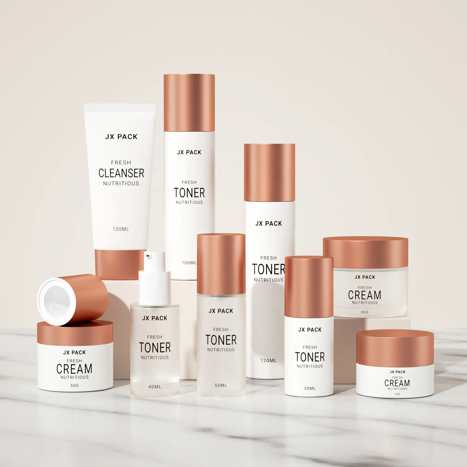 50ml 100ml 120ml Beauty Skin Care Packaging Bottle Set Amber Cosmetic Bottles And Jars Sets Lotion Serum Cream Jar Glass Bottle