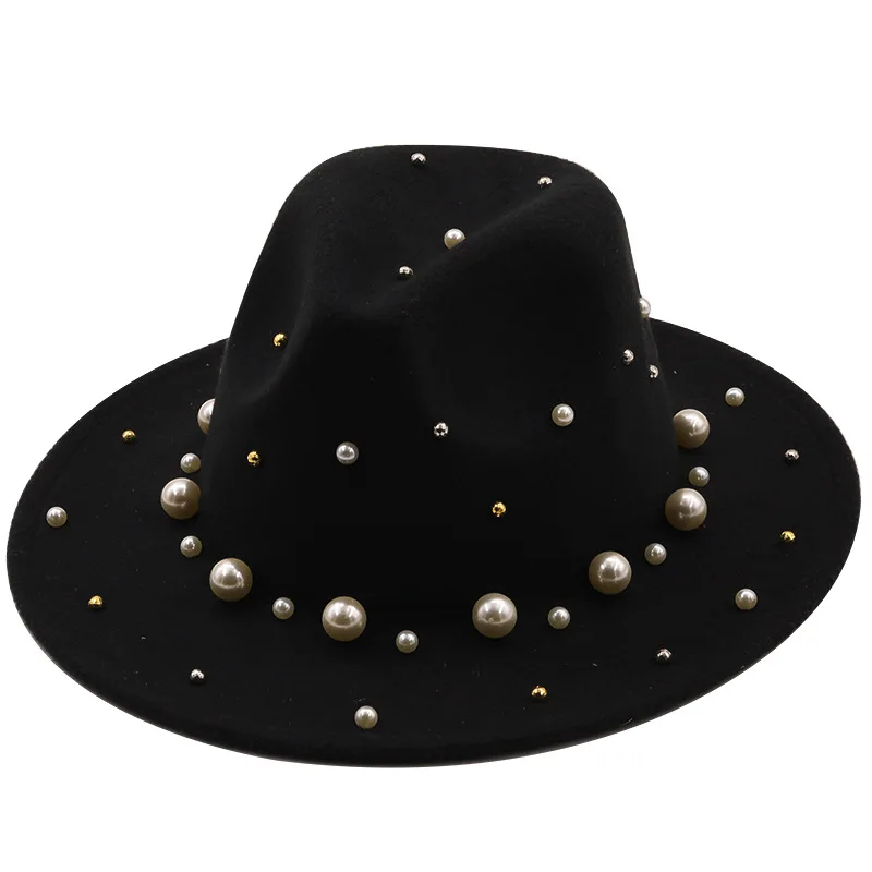 Fedora Hat with Pearl Solid Color New Designer Fedora Hats