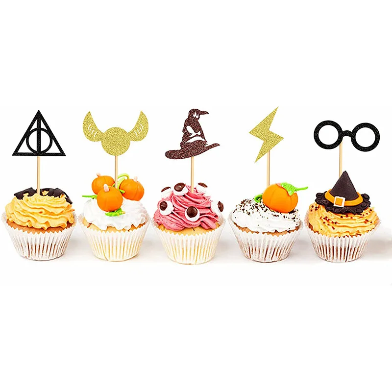 Cupcake Toppers Magical Inspired Cupcake Picks Magical School Wizard Theme Baby Shower Birthday Party Cake Decorations Supplie