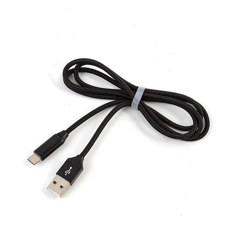 Dongguan factory wholesale Nylon braided micro USB cable charger charging data sync cable for cell phone 1m 2m 6ft type-c cable