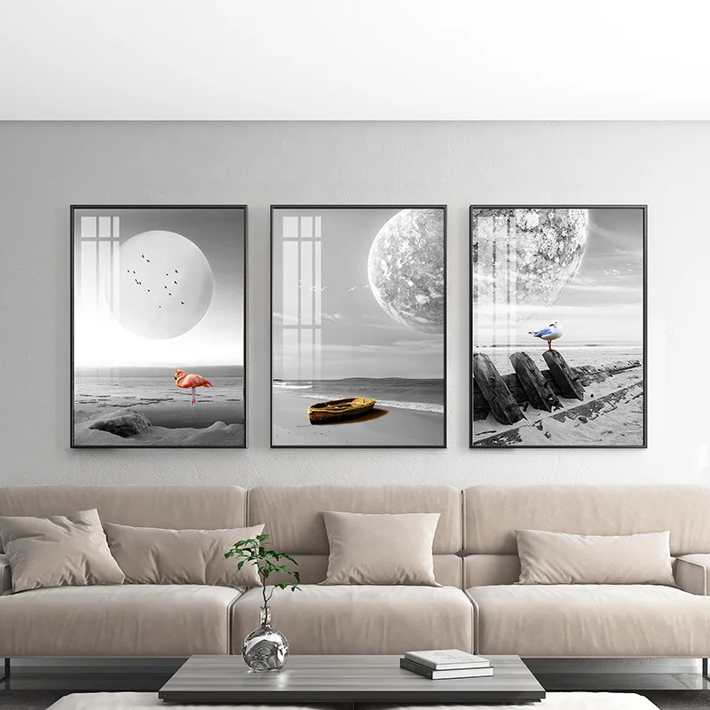 wall decorations for home crystal porcelain painting art glass seascape painting