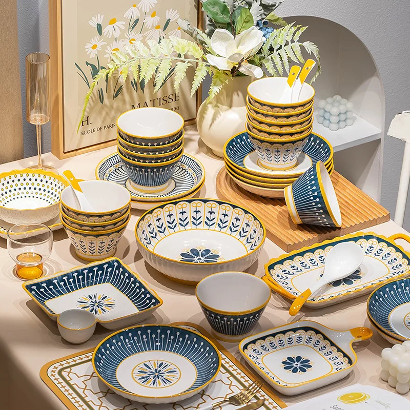 2024 Hot Selling New Arrival Creative Plates Ceramic Dinner Set High Quality Tableware Luxury Dinnerware Set