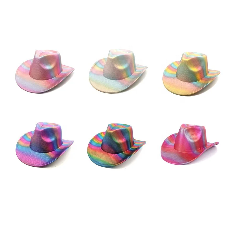 New Rainbow Striped Cowgirl Hat Colorful Western Men Women Party Carnival Decorated Holiday Halloween Cowboy Hats