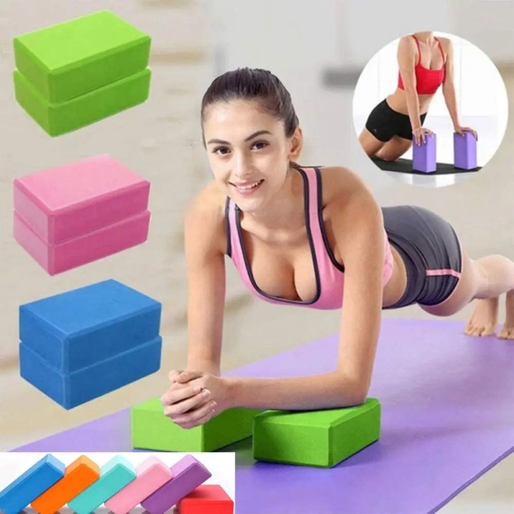 Fitness High Quality Custom Durable Eva foam yoga block  pink and blue yoga blocks