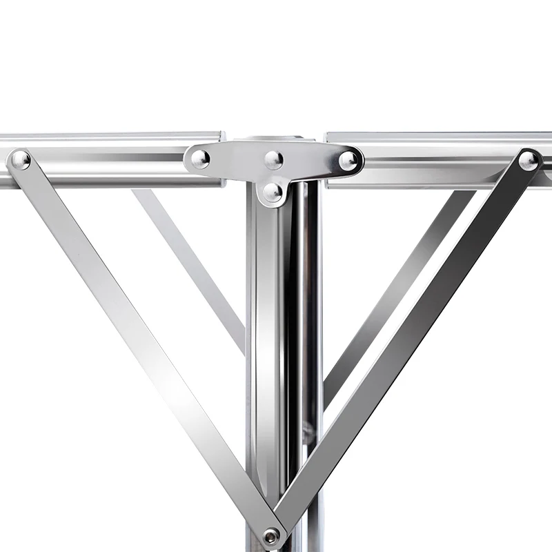 Free Of Installation Floor Standing Folding Stainless Steel Clothes Drying Pole Rack With Universal Wheels