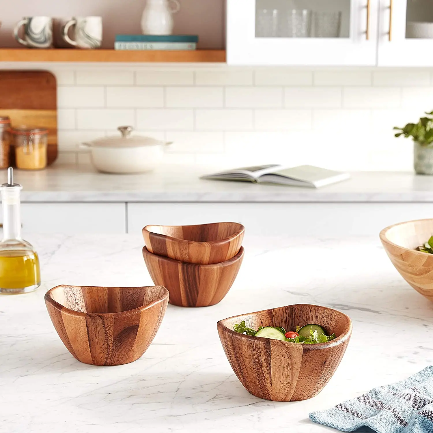 Acacia 6 x 3 Wave Bowl Set of 4