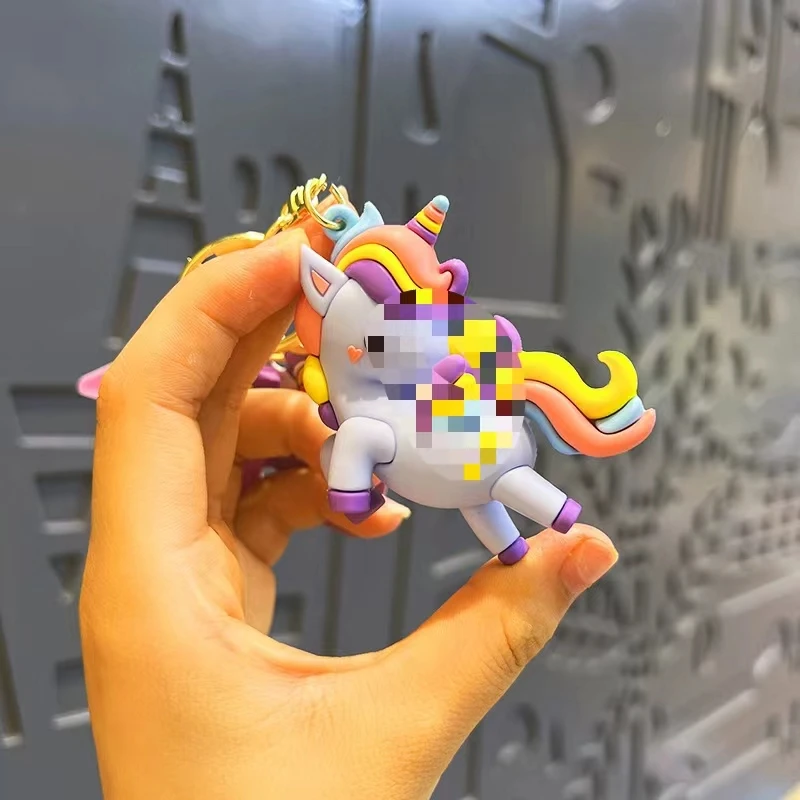 Лидер продаж милые Мультяшные 3D ПВХ животные единорог брелок с веревкой игрушки детские брелки для ключей